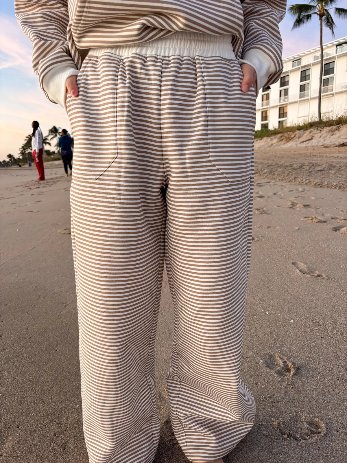 Brown and White Big Striped Sweatpants