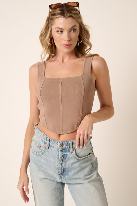 Taupe Corset Knit Tank