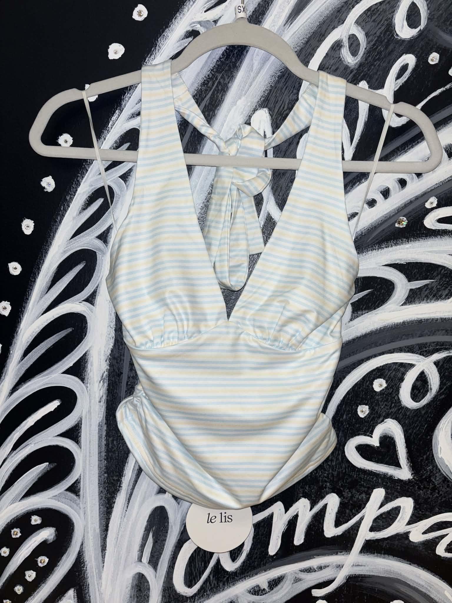 Self Double Stripe Halter Neck Top
