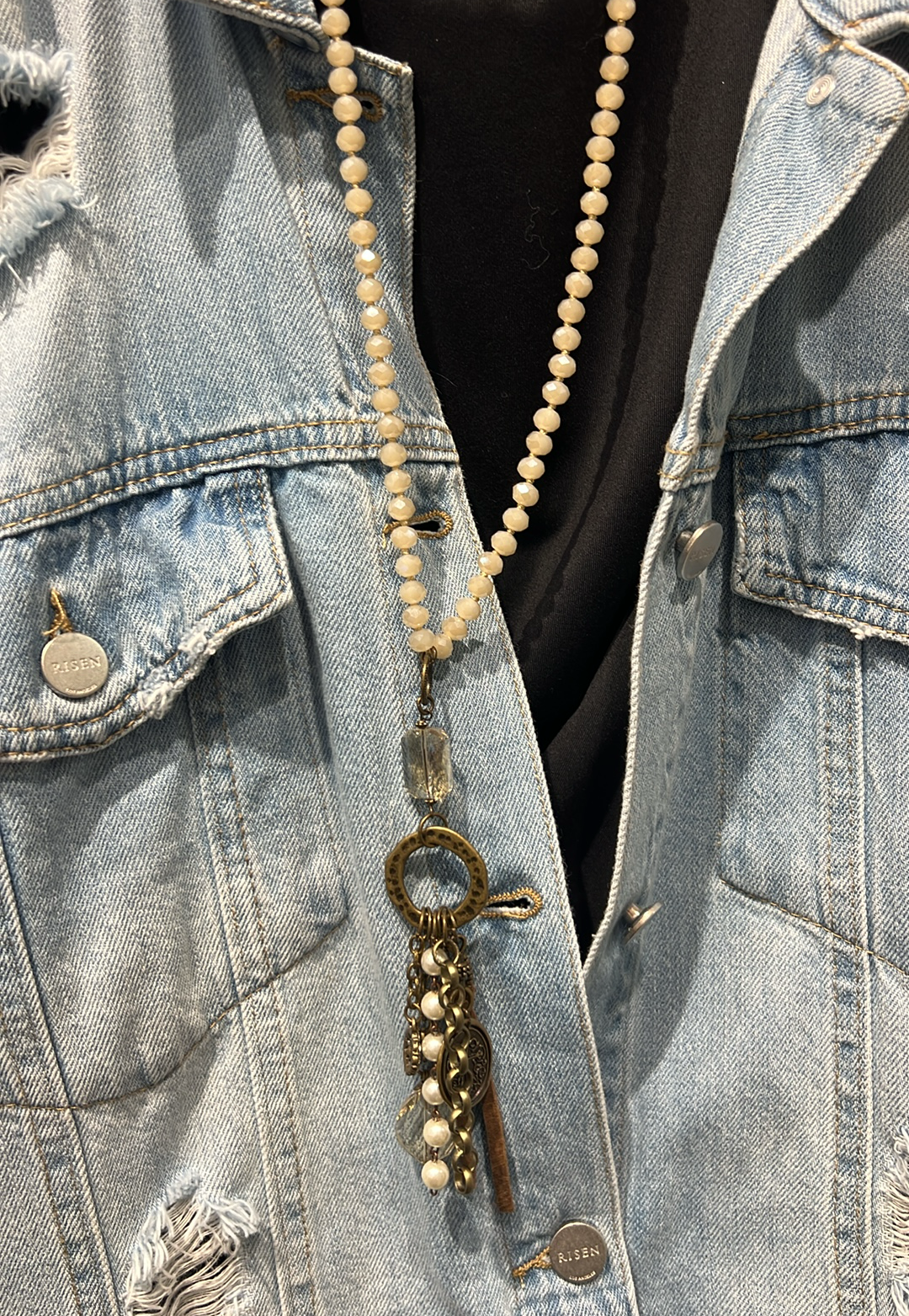 Ivory Beaded Charm Necklace