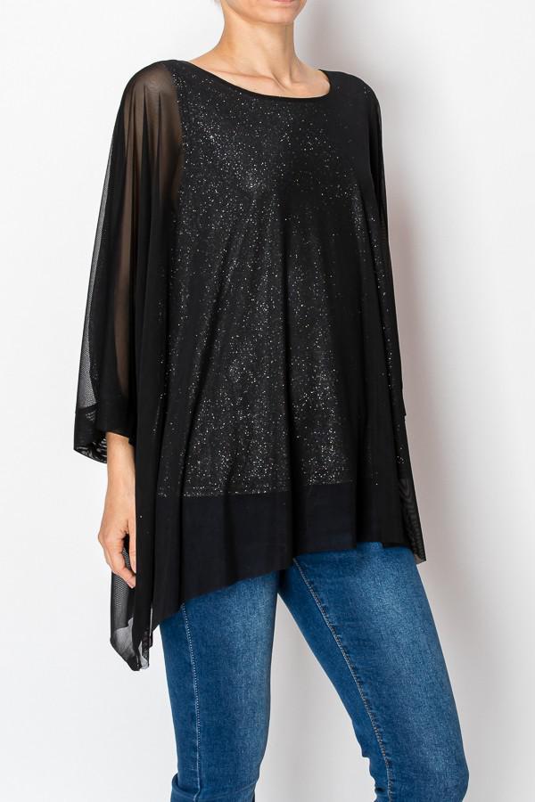 Black Chiffon Tunic Sparkly Top