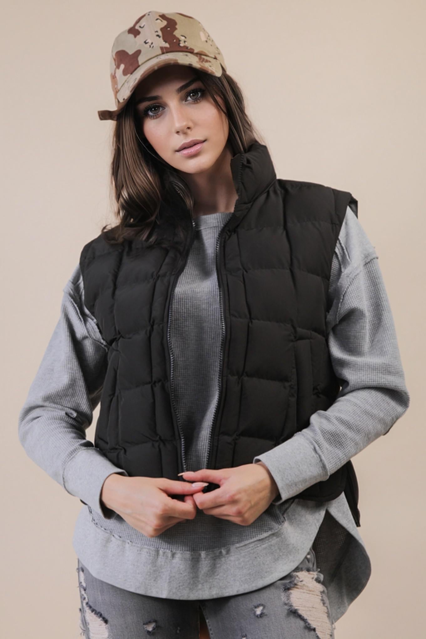 Solid Black Padded Warm Vest