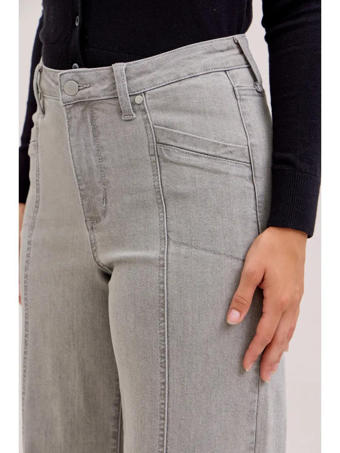 Judy Blue Grey HW Retro Wide Jeans