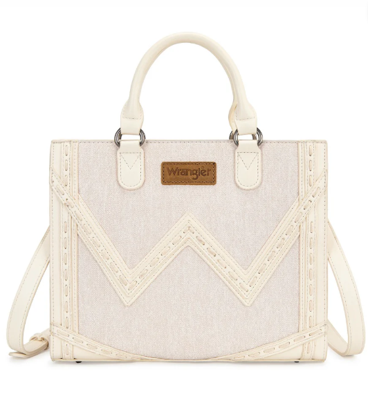 Wrangler Western Chevron Contrast Stitch Satchel Bag - Tan