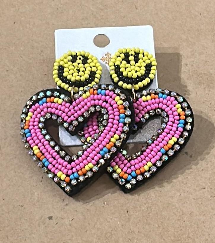Seed Bead Happy Face Earrings