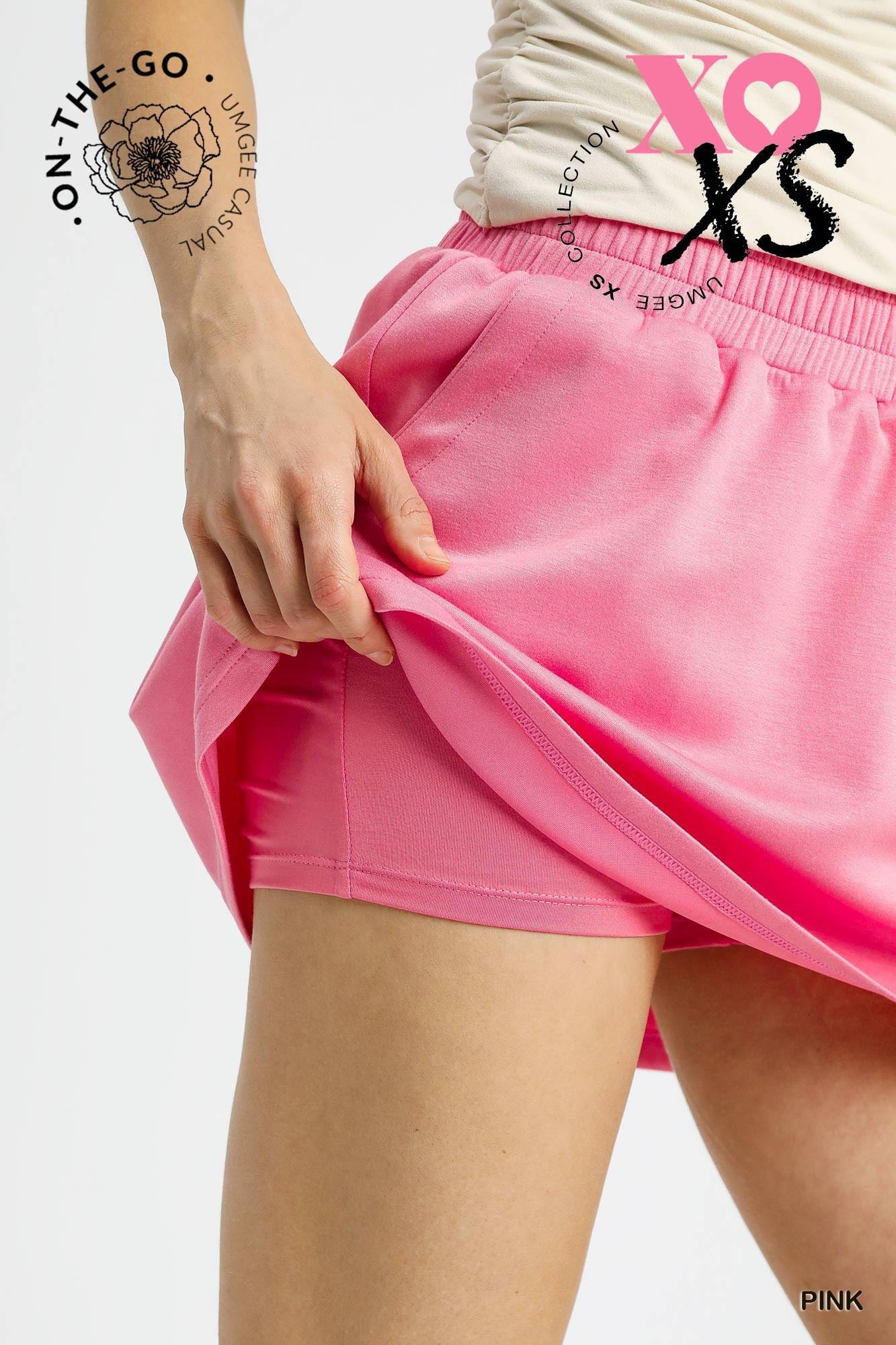 Pink Terry Knit Skort with Pockets