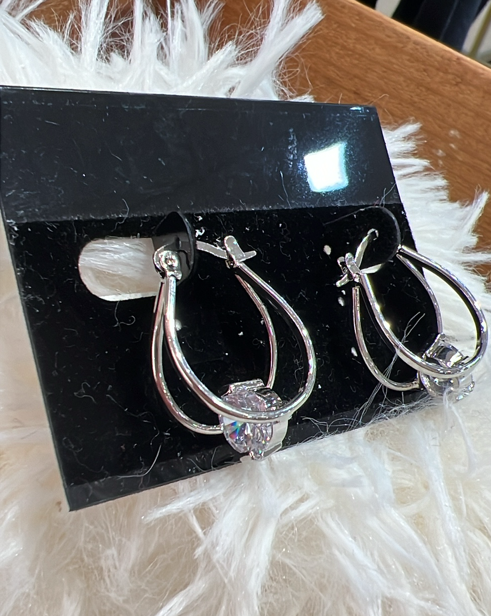 Diamond Double Hoops