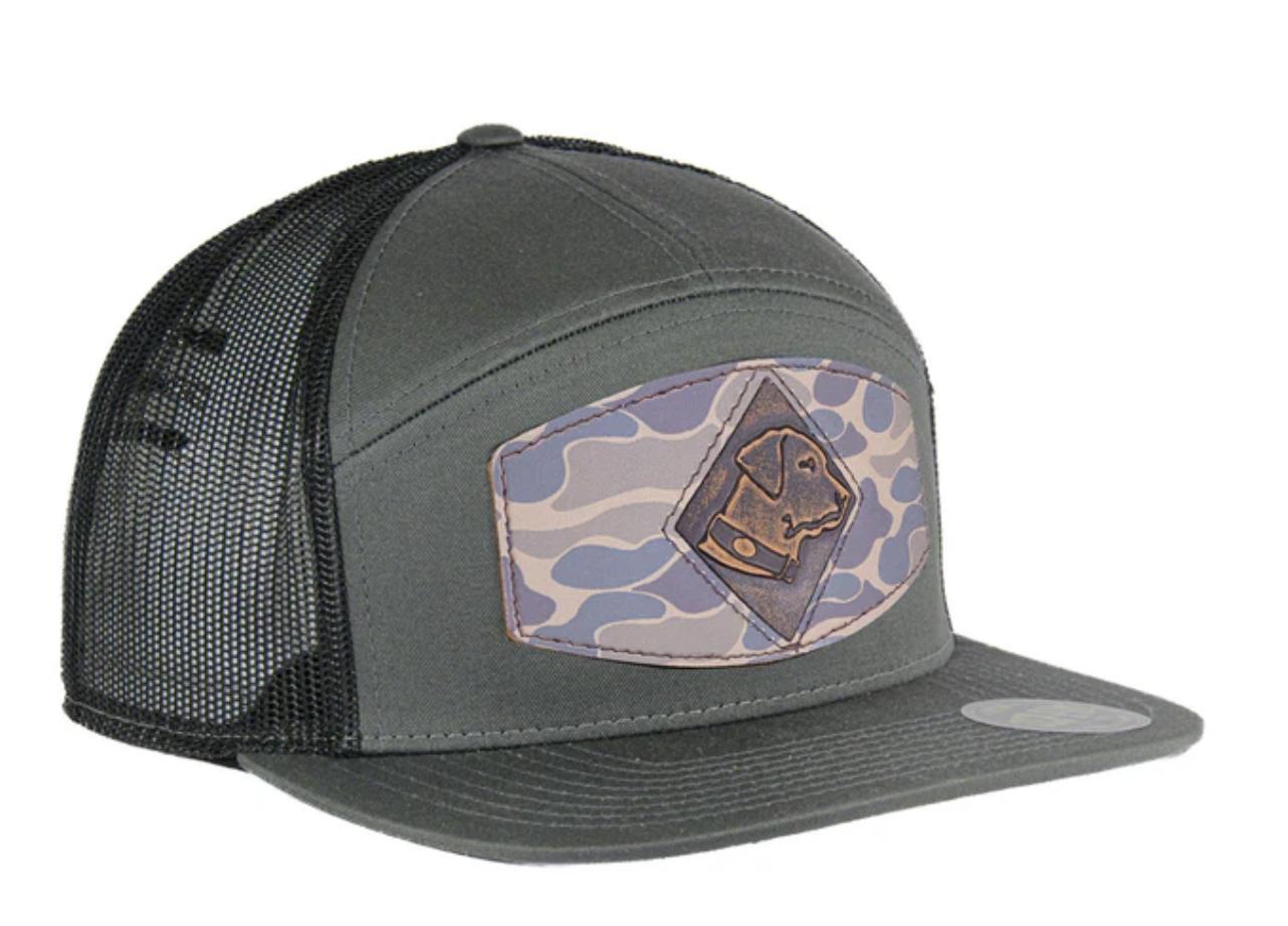 7 Panel Charcoal/Black Lab Hat
