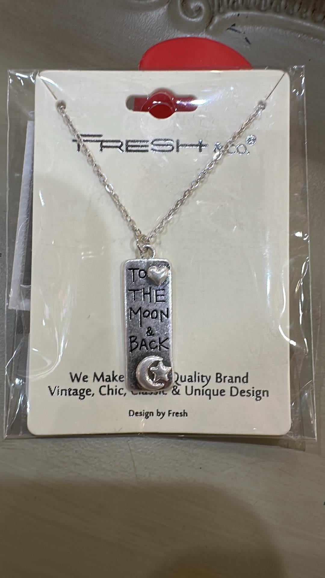 Moon & Back Silver Charm Necklace
