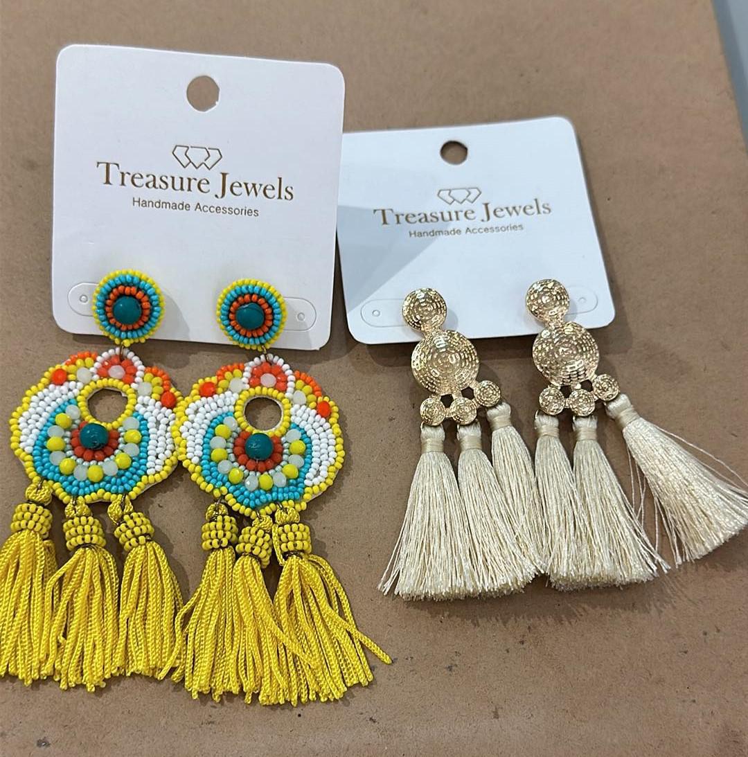 Caro Yellow Tassel Earrings