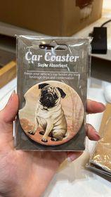 Pug Sitting Car Coaster