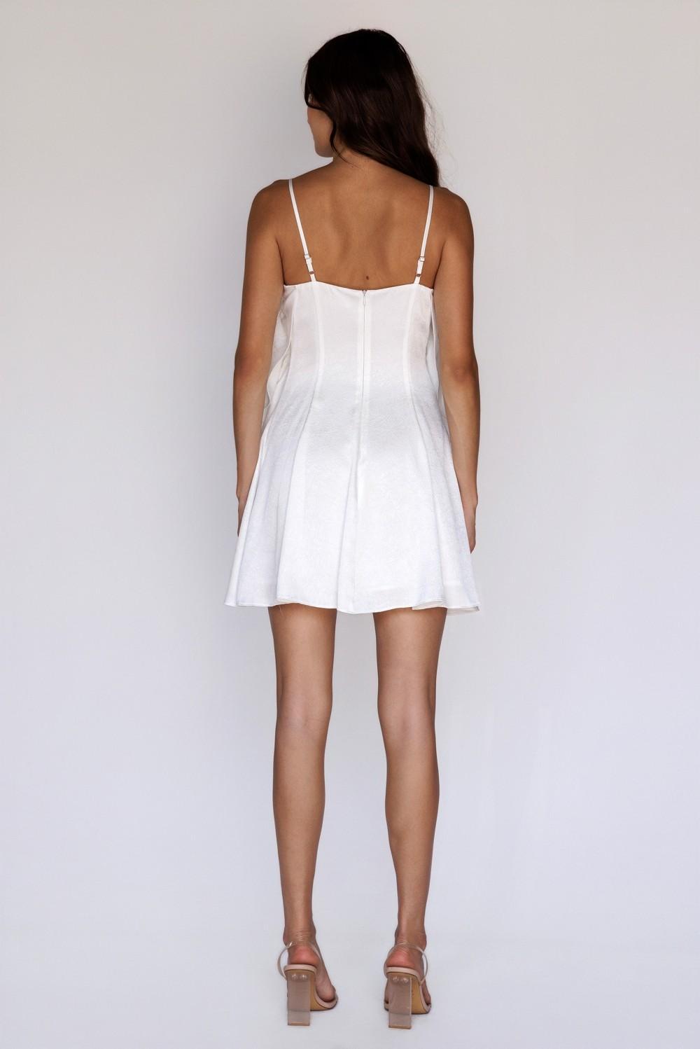 Ruffled White Mini Dress With Bow