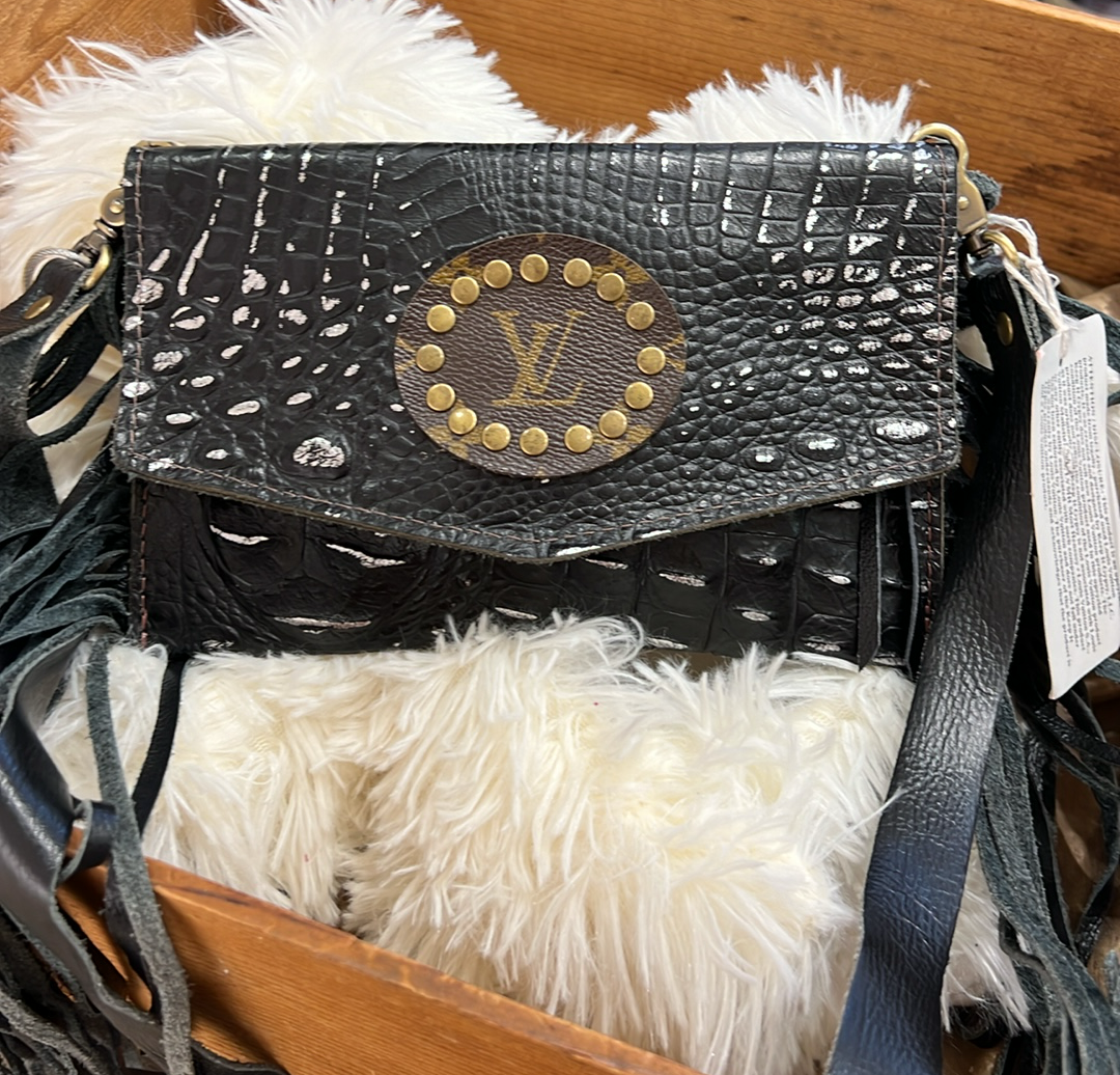 Jordan Fringe Reptile Upcycled Crossbody