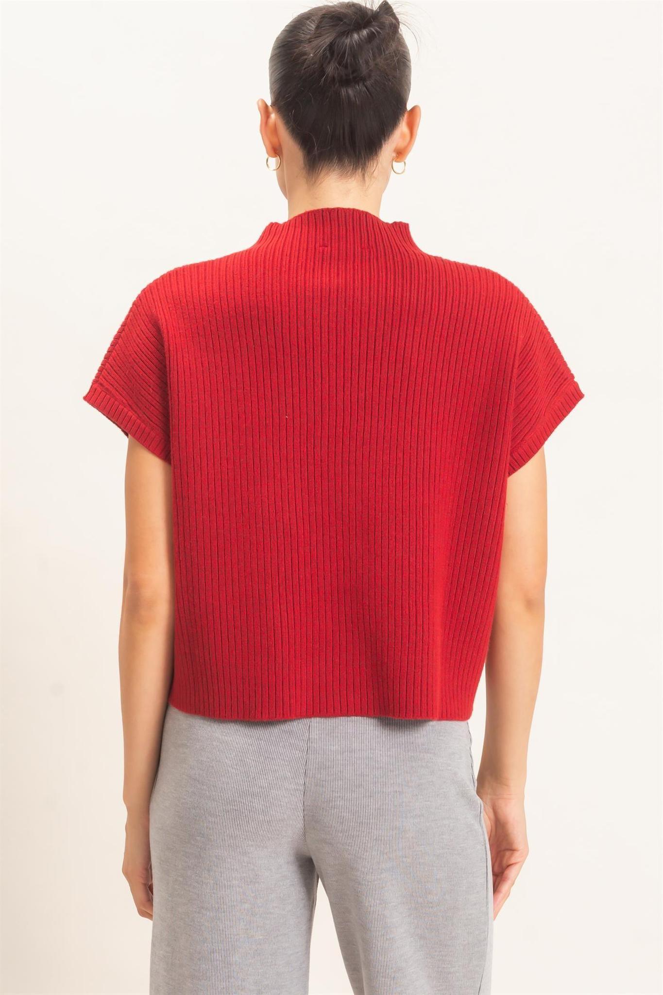 Berry Ribbed Dolman Sweater