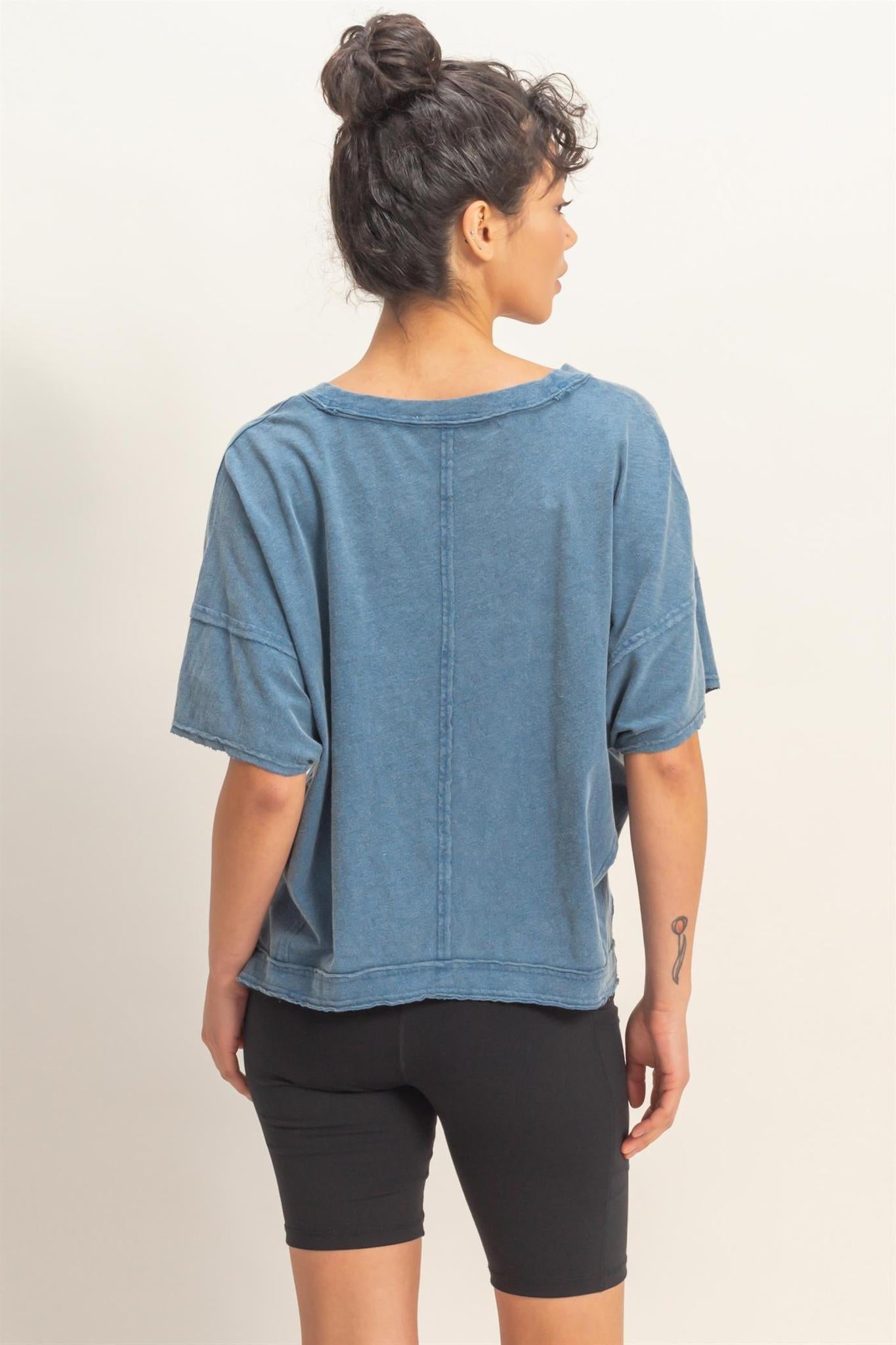 Oversized V-neck Short Sleeve Top