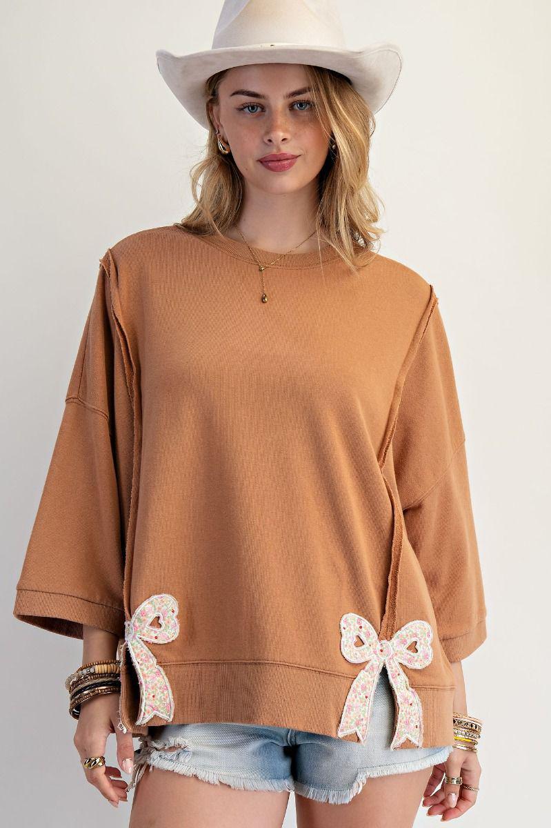 Camel Bow Patch Terry Pullover