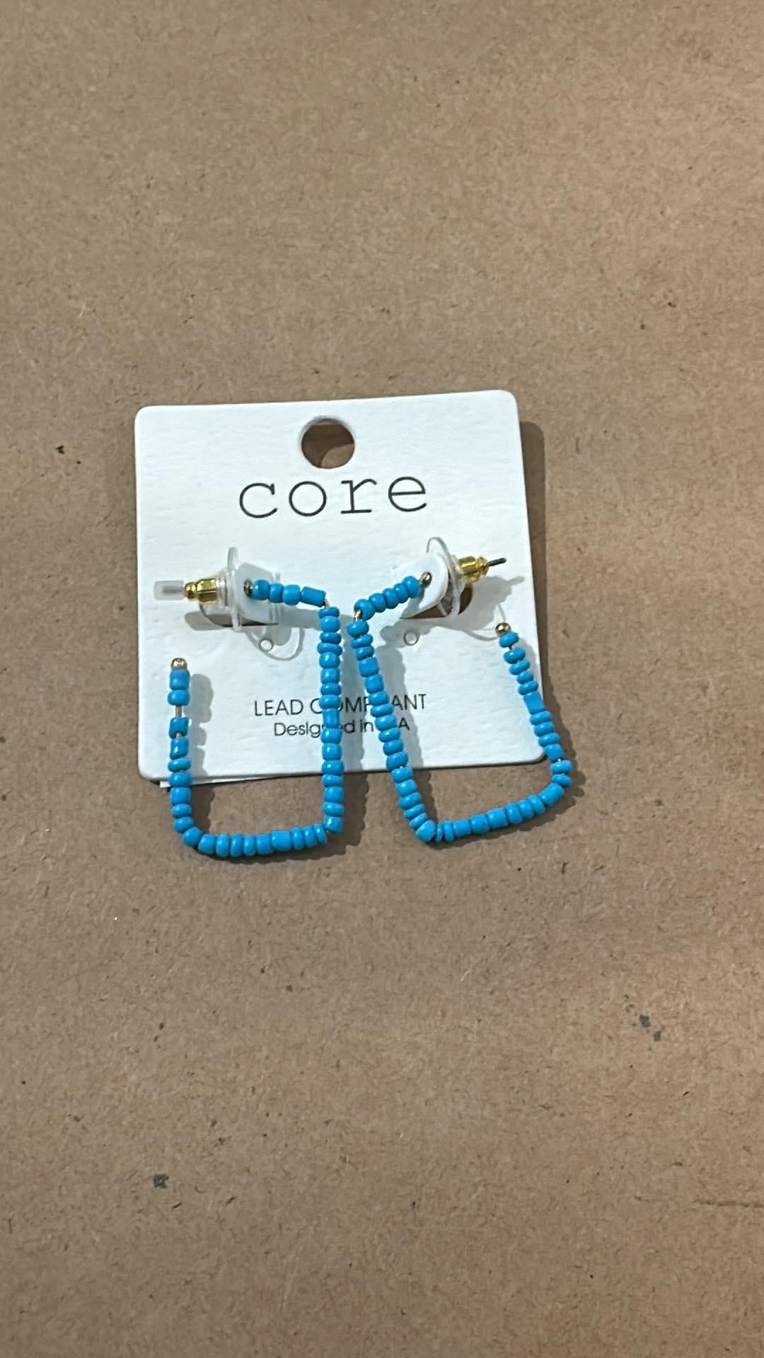 Rectangle Turquoise Hoop Earrings