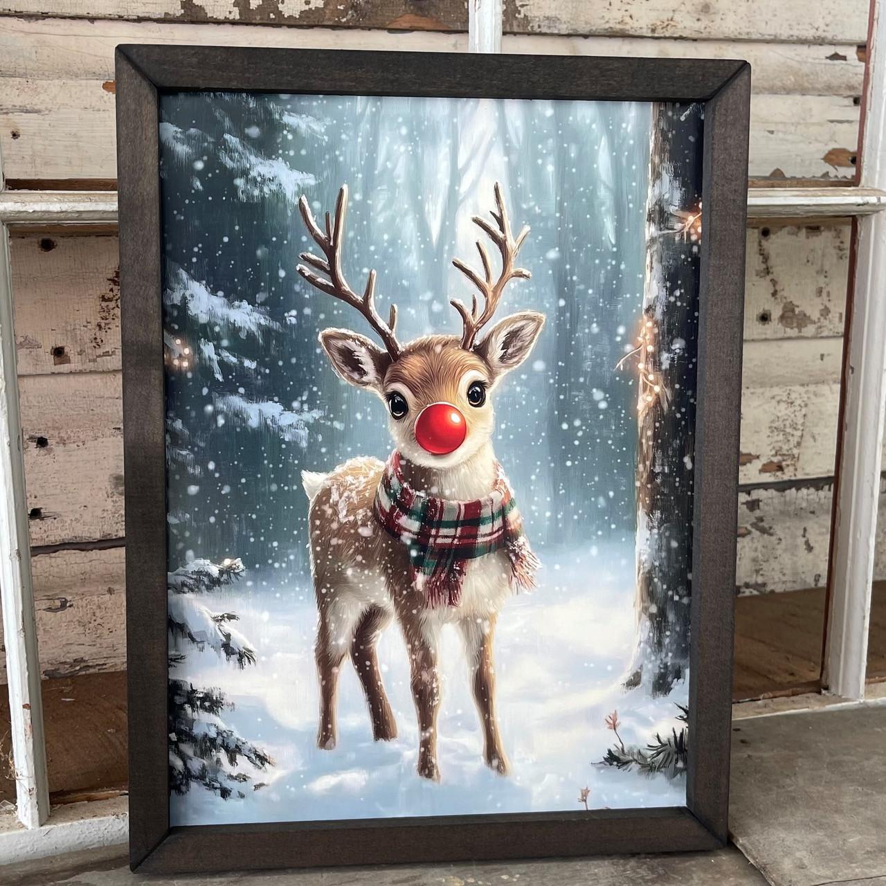 Red Nosed Reindeer 12x16 Box Frame