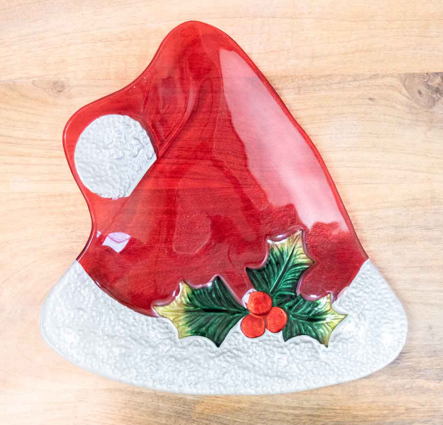Santa Hat Glass Platter