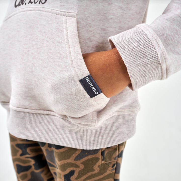 Youth Fleece Hoodie - Whitetail Deer - Heather Oatmeal