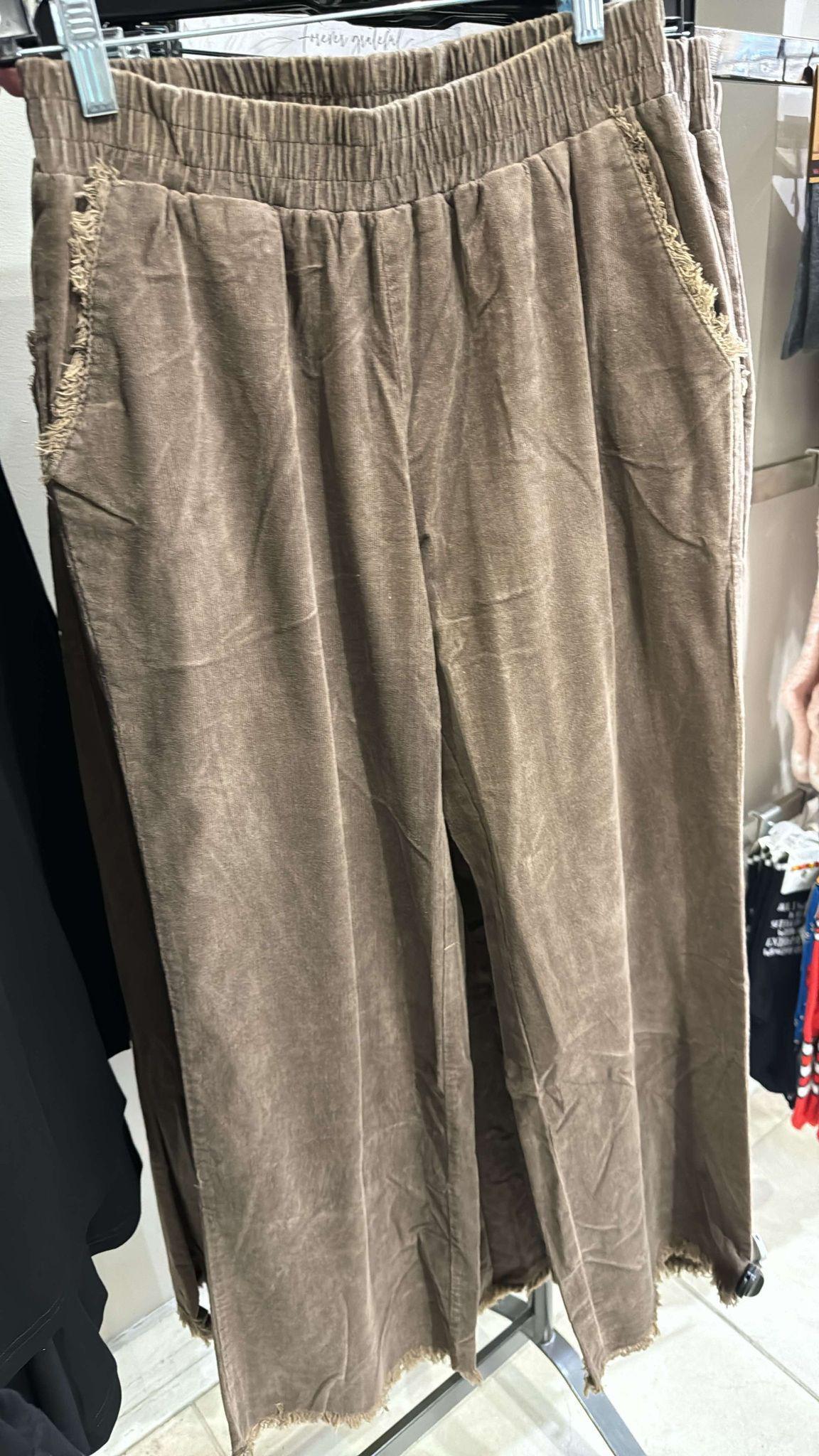 Espresso Fray Hem Pants