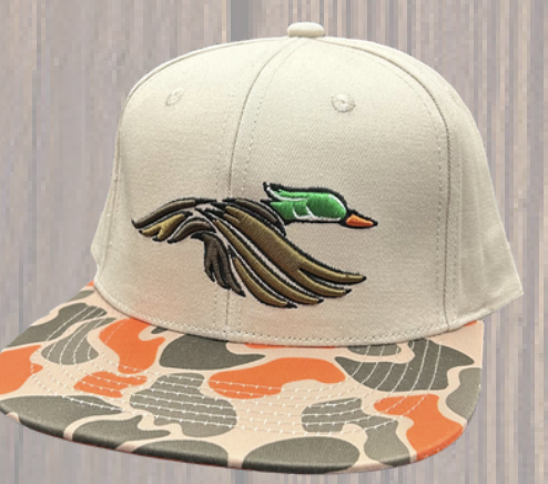 Puff Wood Duck Hat in Beige/Orange OSC
