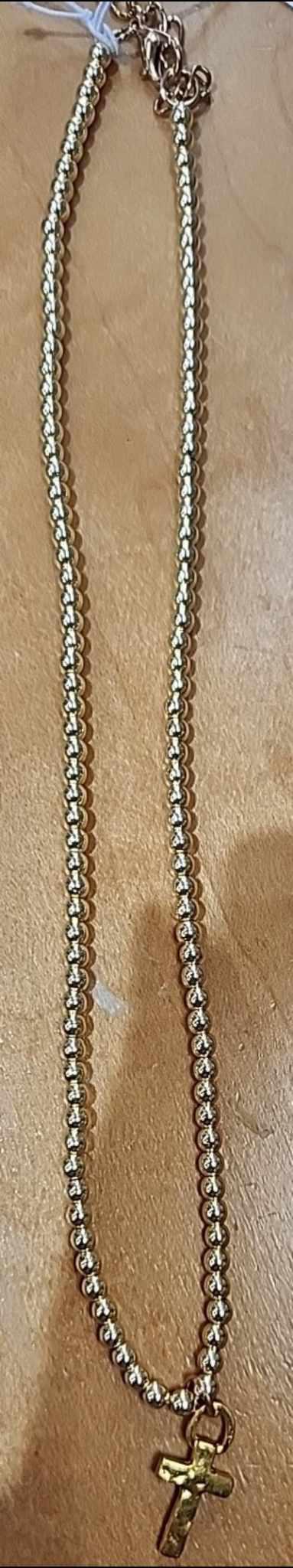 Gold Cross Bead Necklace