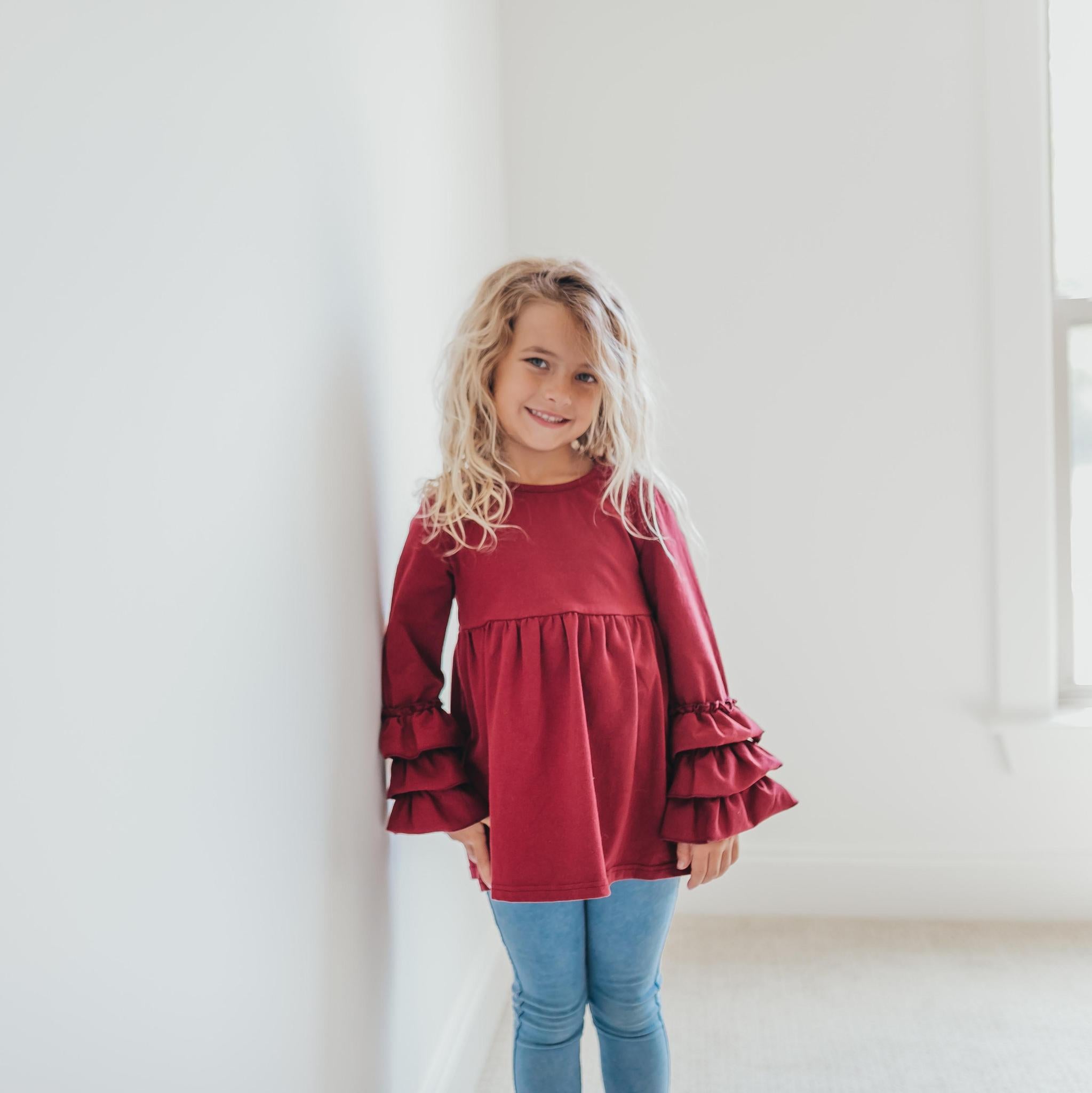 Yth Ruffle Fall Top