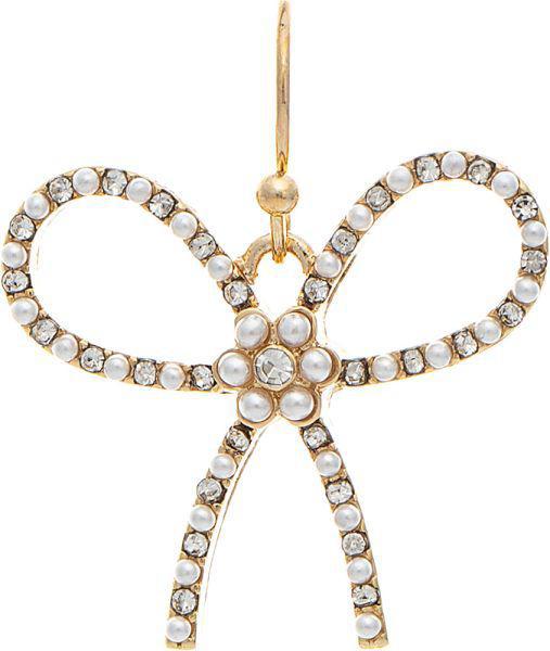 Pearly Center Crystal Bow Earring