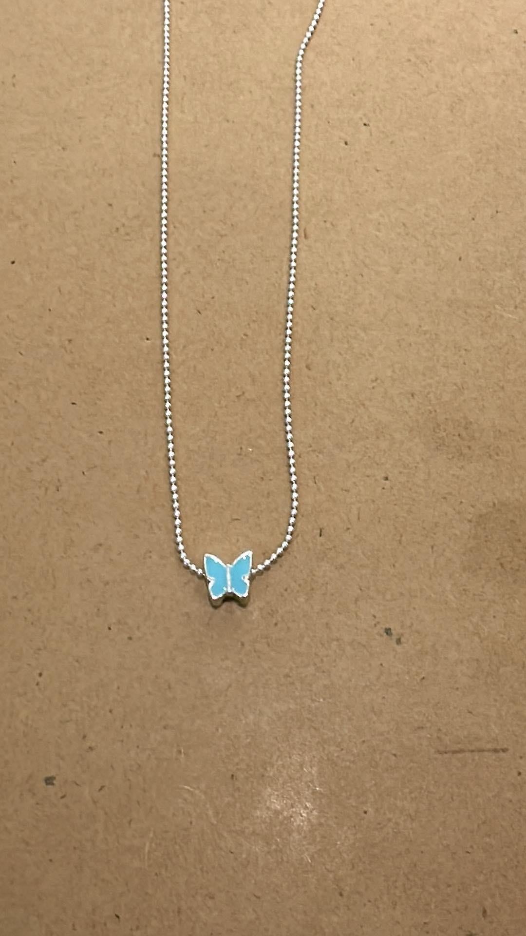 Enamel Butterfly Charm Necklace