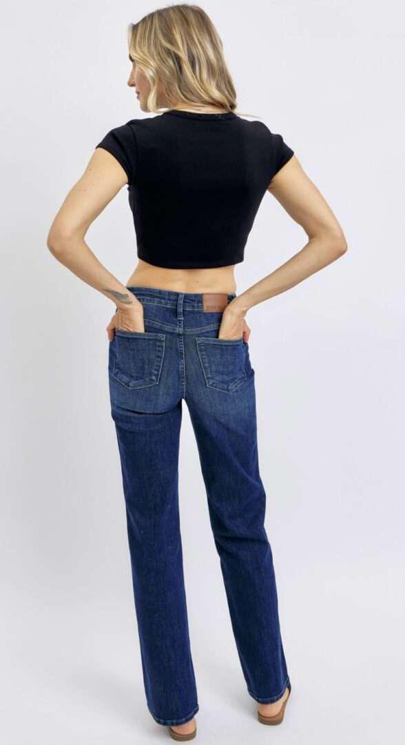 Judy Blue MR Petite TC Straight Jeans