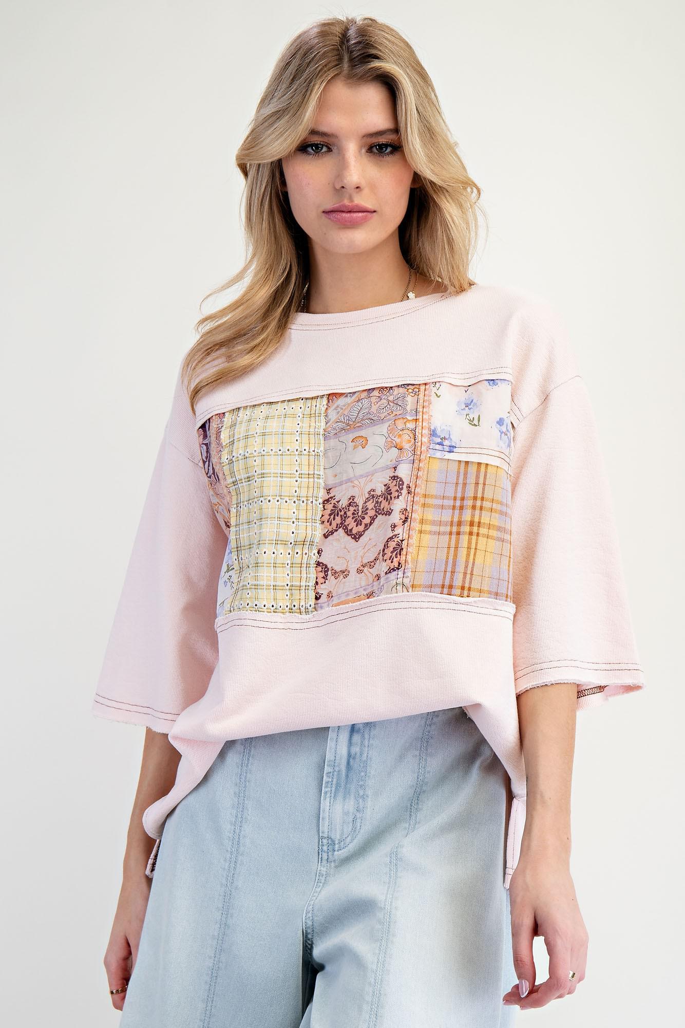 Print Mix Rib Knit Tunic