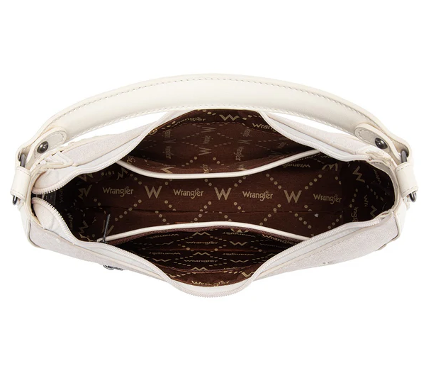 Wrangler Western Contrast Stitch Chevron Hobo Shoulder Bag - Tan