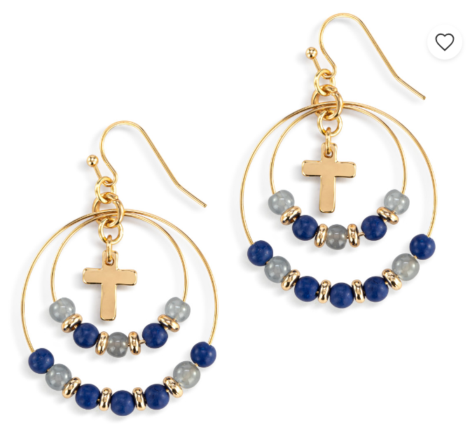 Beaded Prayer Earrings - Indigo