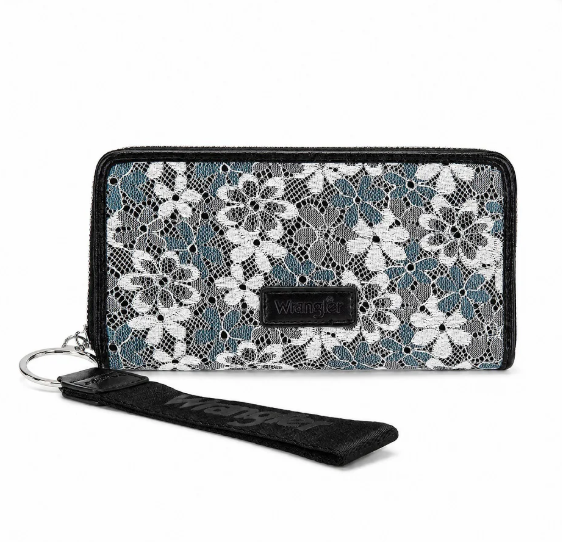 Wrangler Lace Floral RFID Blocking Zip Around Wallet