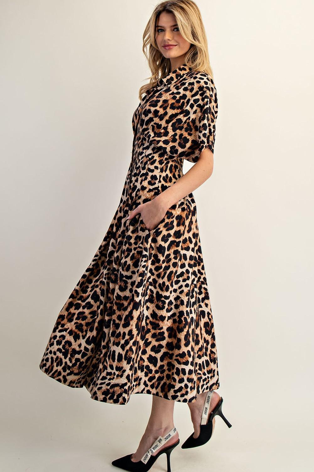 Leopard Button Down Maxi Dress