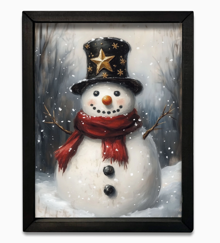Star Black Top Snowman Box Frame 18x24