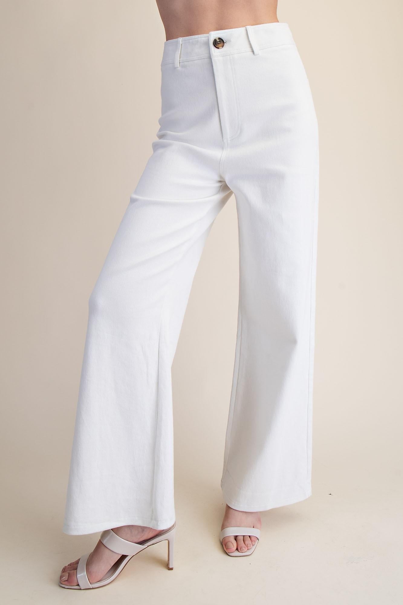 White High-waist Straight Pants