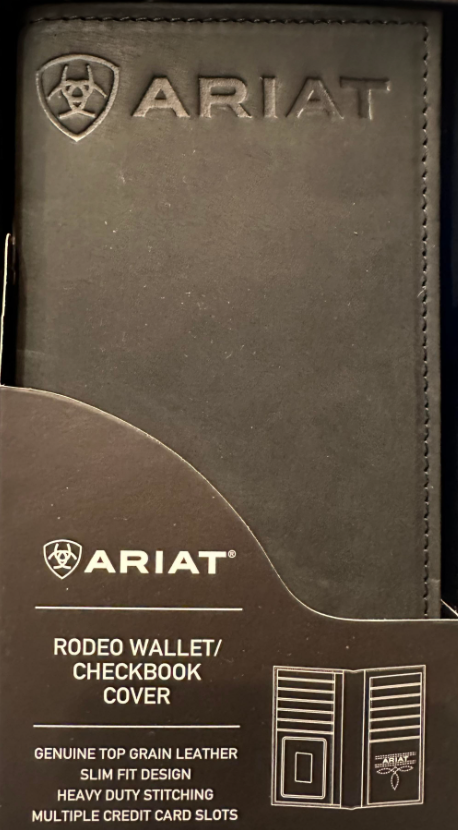 Ariat Black Leather RODEO Wallet/Checkbook Cover
