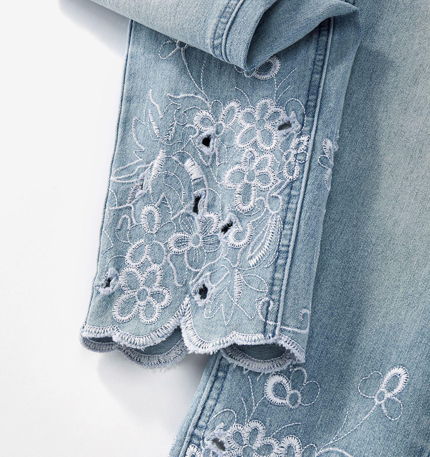 Embroidered Cotton Spandex Denim Pants