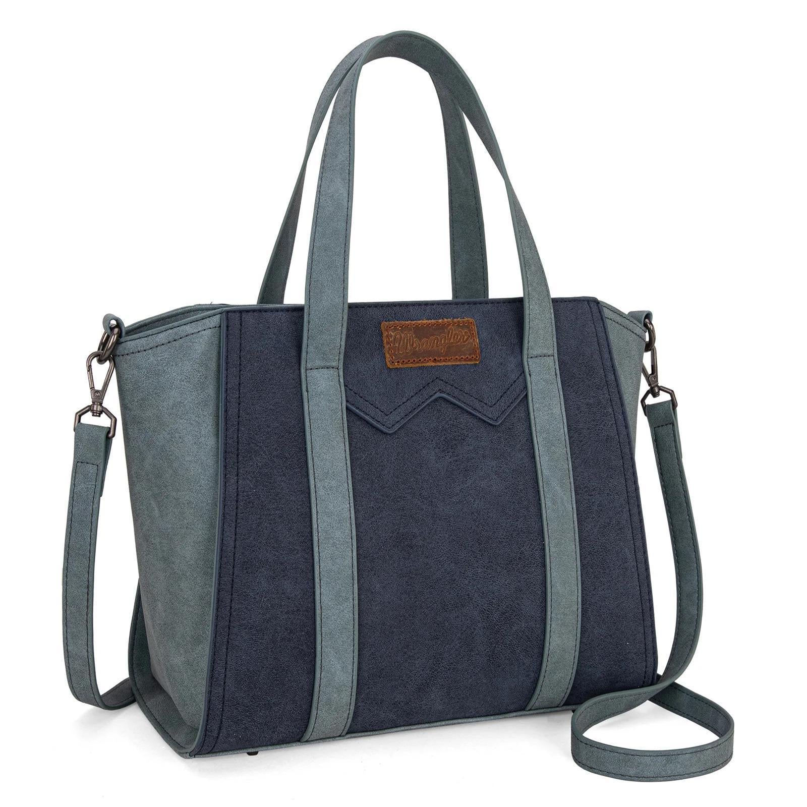 Wrangler "W" Stitch Two Tone Tote/Crossbody - Navy