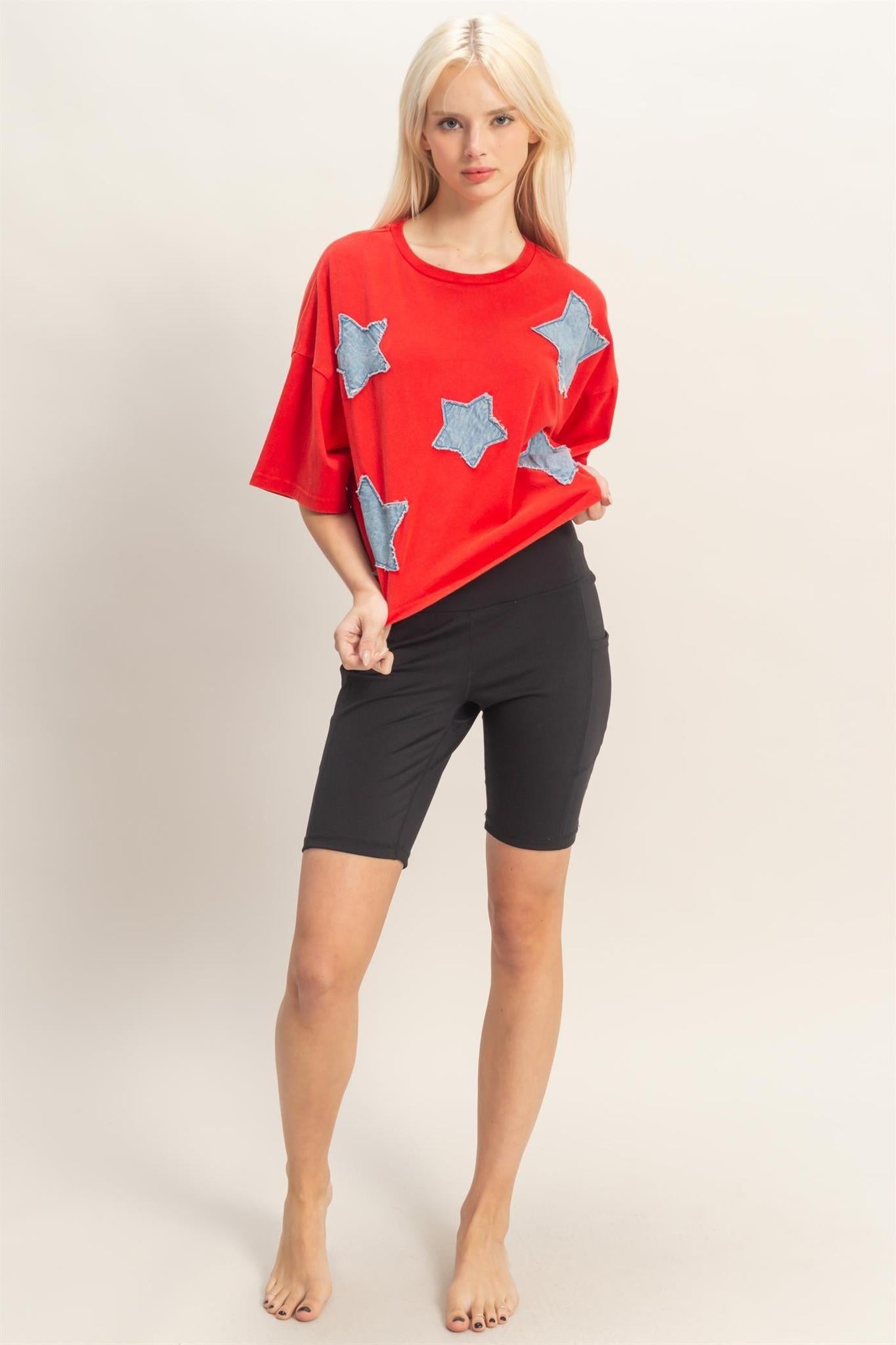 Raw Edge Star Patch Top