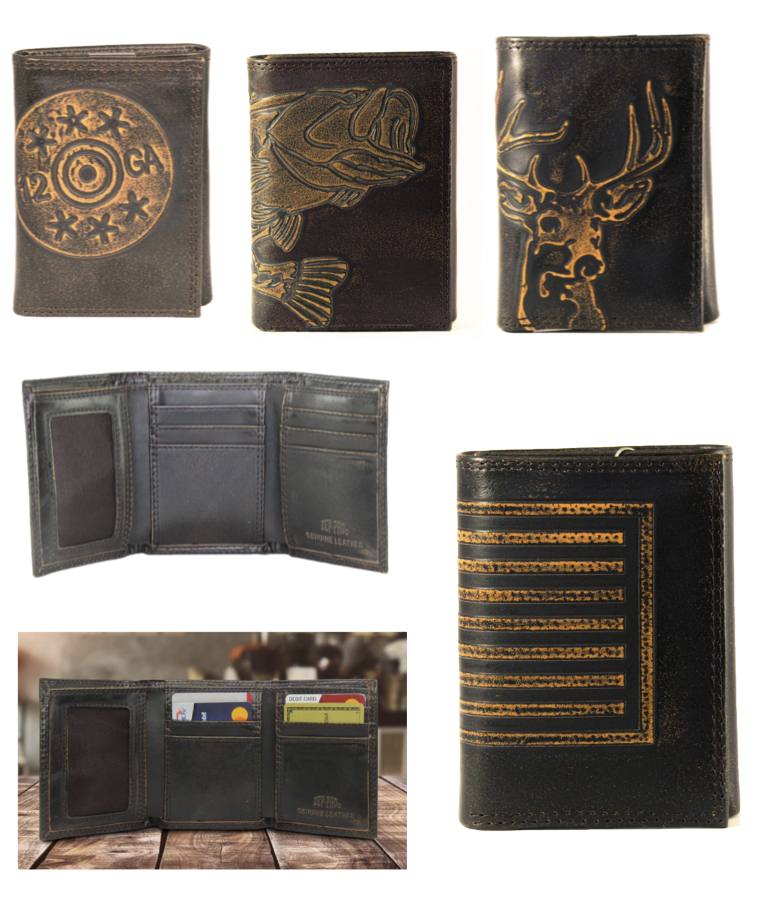 Burnished Antique Brown Tri-Fold Wallet