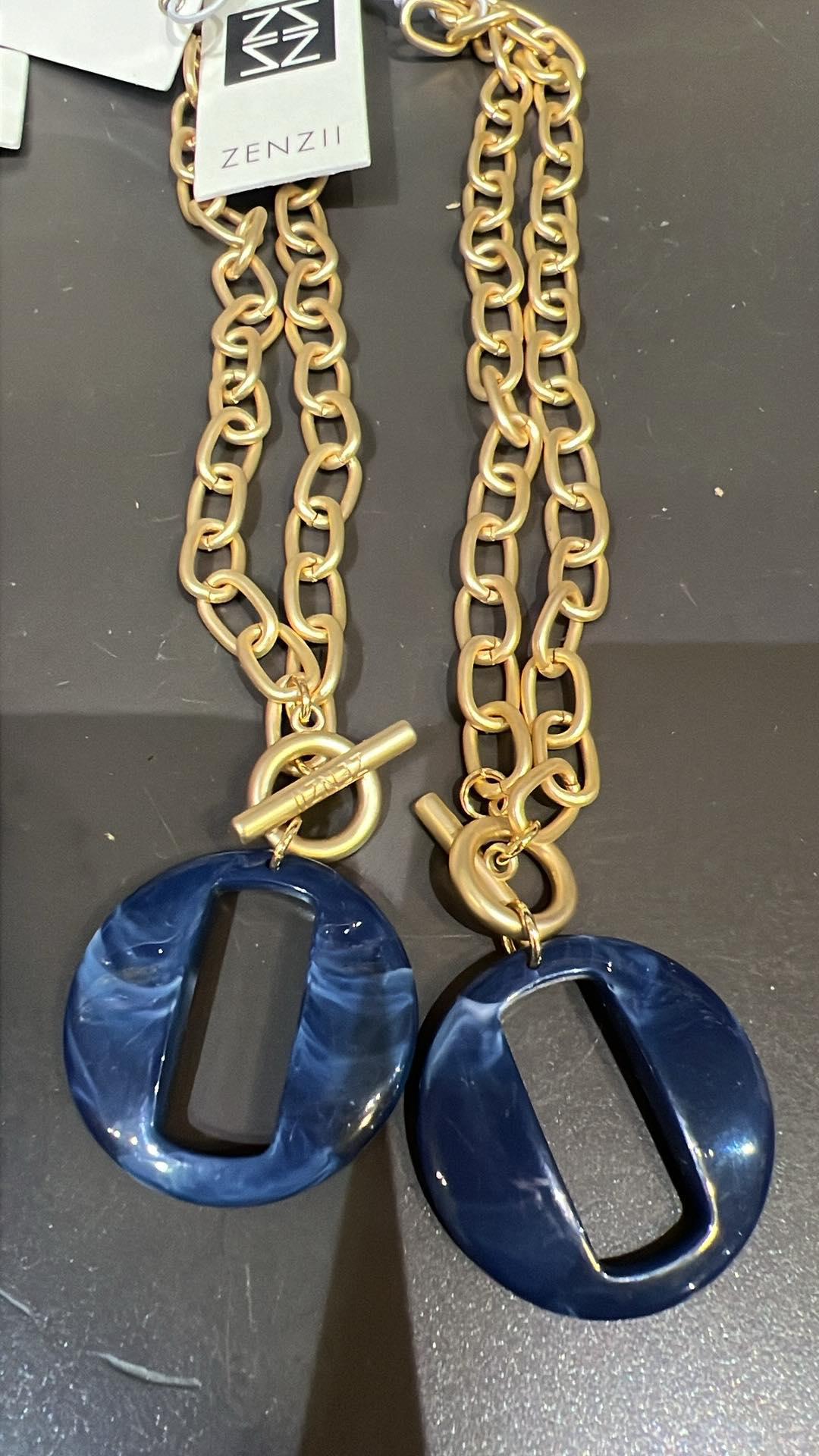 Navy Marble Necklace