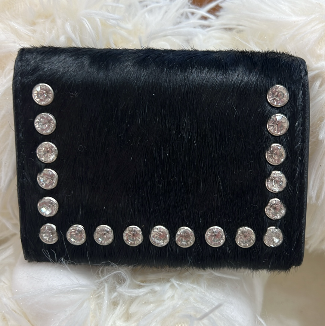Black Fur Crystal Wallet