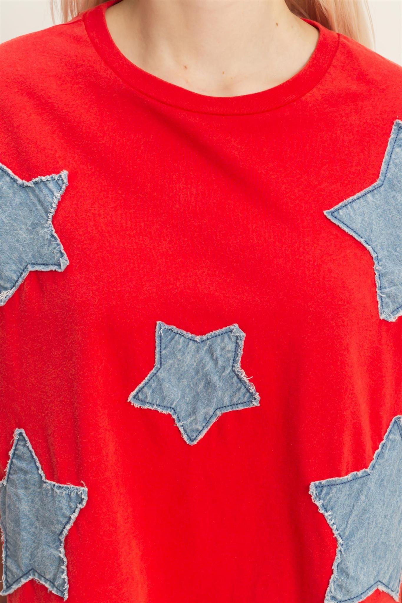 Raw Edge Star Patch Top