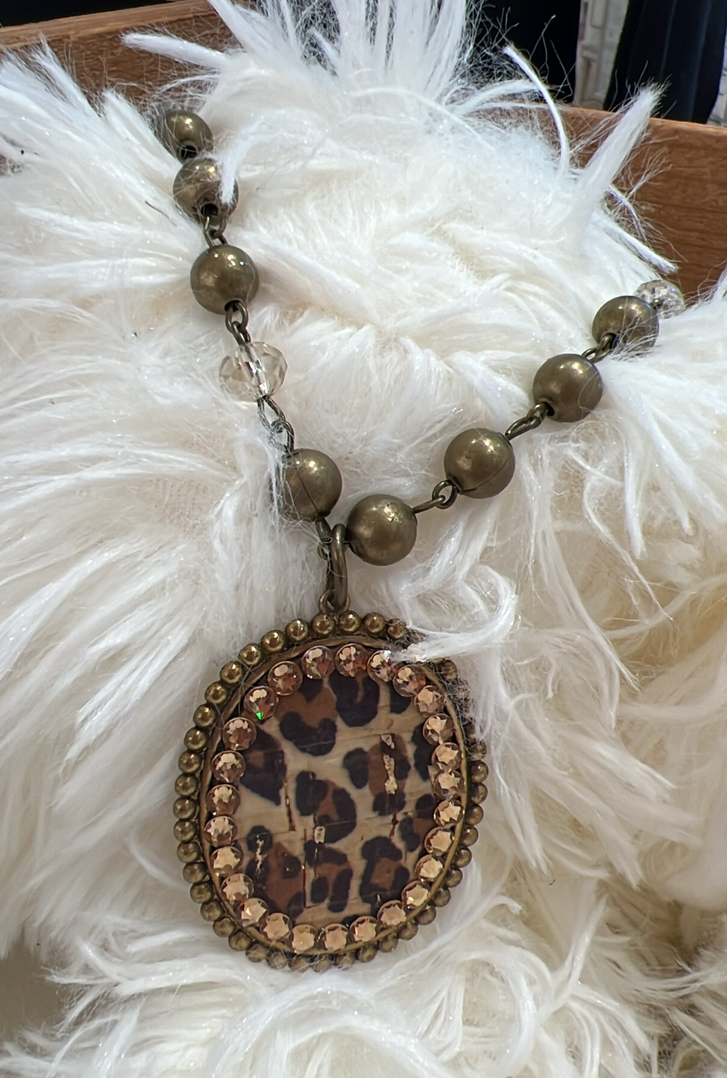 Bronze Oval Leopard Necklace