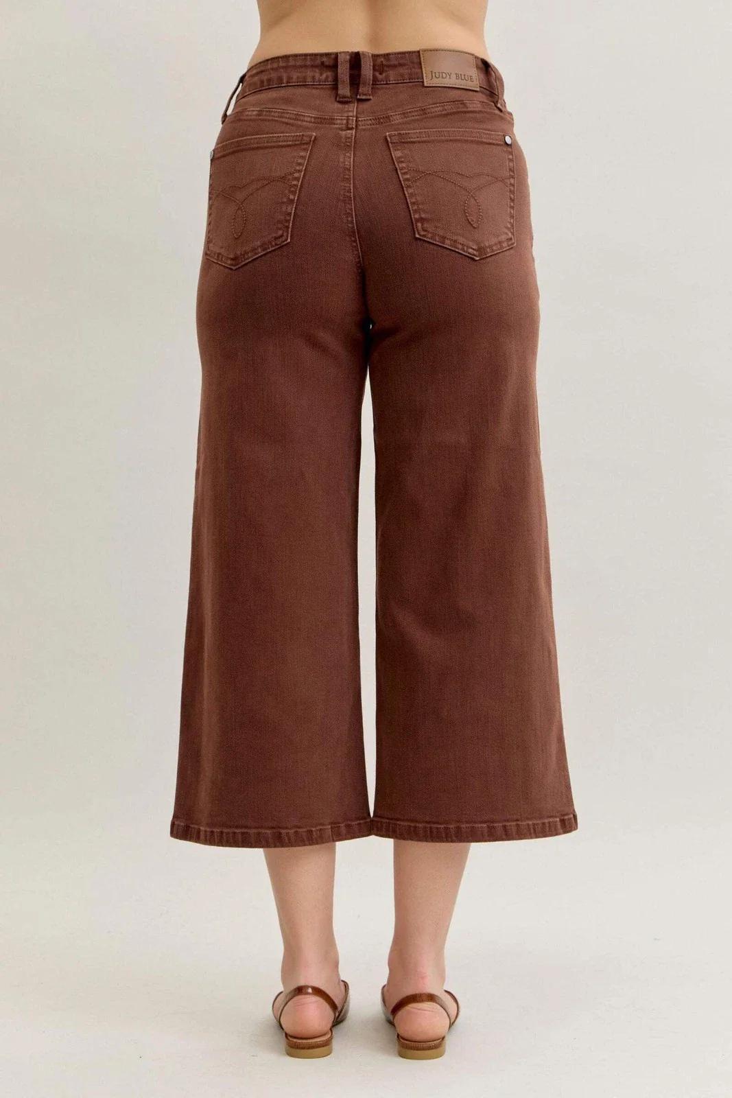 Judy Blue Maple Mid Rise Cropped Wide Leg