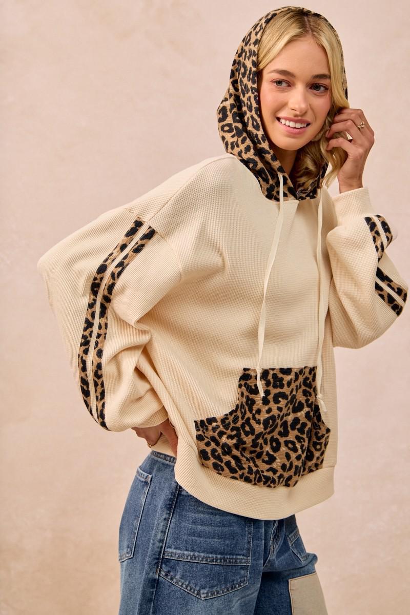 Waffle Thermal Leopard Mix And Match Hoodie