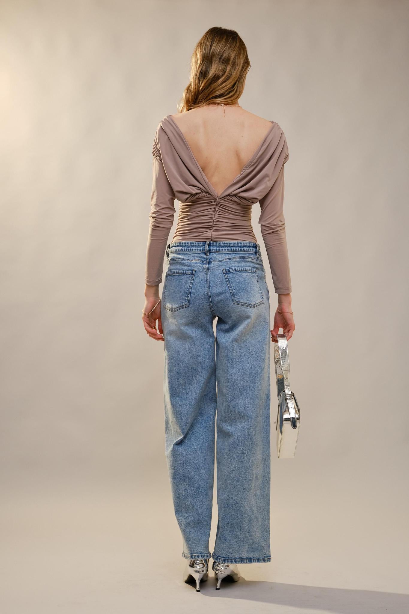 Bow Embellished Straight Leg Jeans